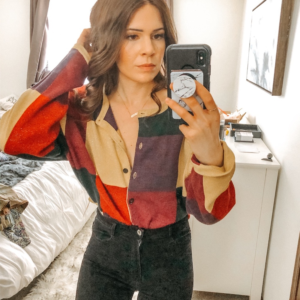 ColorBlock knit Cardigan - Picture 2 of 6